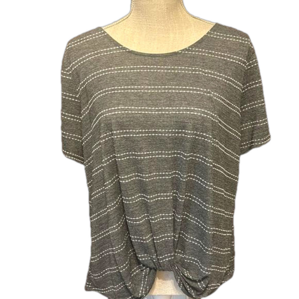 Always Indigo Short Sleeve Front Twisted Knot Tee - Picture 2 of 4